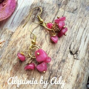 Gold and untreated ruby earrings